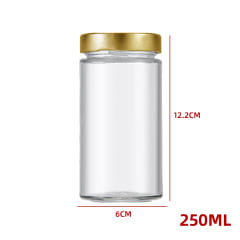 FRASCO VIDRIO TAPA ALUMINIO DORADA 250 ML DISEÑO CIRCULAR