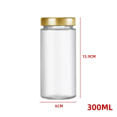 FRASCO CILINDRO VIDRIO TAPA ALUMINIO DORADO 300 ML