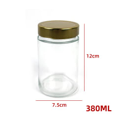 FRASCO DE VIDRIO  CON TAPA ALUMINIO CAPACIDAD 380 ML