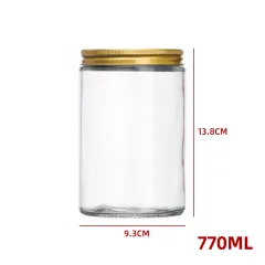 FRASCO VIDRIO TAPA DORADA ALUMINIO 770 ML