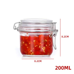 FRASCO DE VIDRIO  CON TAPA CLIP  HERMETICA  8,2X8,2CM--200ML