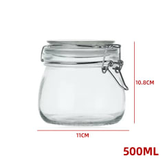 FRASCO DE VIDRIO  CON TAPA CLIP  HERMETICA  11X11X10,8CM