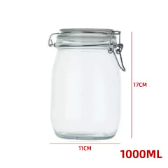 FRASCO DE VIDRIO  CON TAPA CLIP  HERMETICA  11X11X17CM