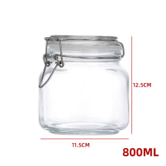 FRASCO DE VIDRIO  CON TAPA CLIP  HERMETICA  11,5X11,5X12,5CM