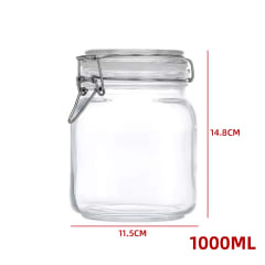 FRASCO DE VIDRIO  CON TAPA CLIP  HERMETICA  11,5X11,5X14,8CM