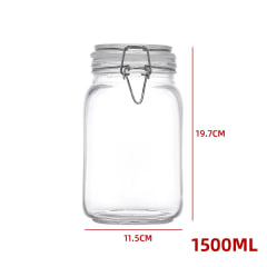 FRASCO DE VIDRIO  CON TAPA CLIP  HERMETICA  11,5X11,5X19,7CM