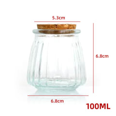 FRASCO DE VIDRIO DISEÑO LINEAS CON TAPA CORCHO 100 ML