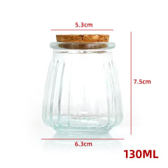 FRASCO DE VIDRIO DISEÑO LINEAS CON TAPA CORCHO 130 ML