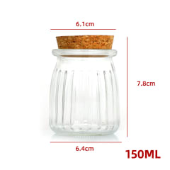 FRASCO DE VIDRIO DISEÑO LINEAS CON TAPA CORCHO 150 ML