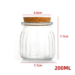 FRASCO DE VIDRIO DISEÑO LINEAS CON TAPA CORCHO CAPACIDAD 200 ML