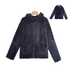 Polerón peludo escolar Unisex Negro tallas M a XXL | Tallas Surtidas