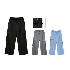 PANTALON BUZO PIERNA ANCHA COLORES NEGRO Y GRIS