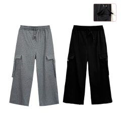 PANTALON BUZO PIERNA ANCHA COLORES NEGRO Y GRIS