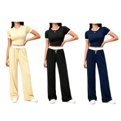 CONJUNTO POLERA MANGA CORTA Y PANTALON PALAZZO M-L-XL