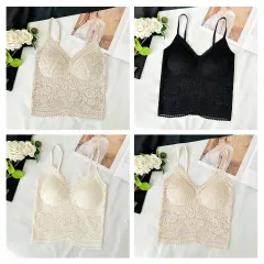 CAMISETA SIN PABILO ENCAJE CON COPRA PREHORMADA