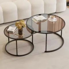 SET DOS MESAS RATONAS CON CAJON CIRCULAR 50CM+70CM