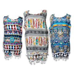 CONJUNTO NIÑA S/MANGA SHORT ETNICO