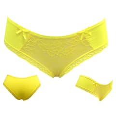 BIKINI DE MUJER COLOR AMARILLO ENCAJE DISEÑO ROSAS | 12 UNID