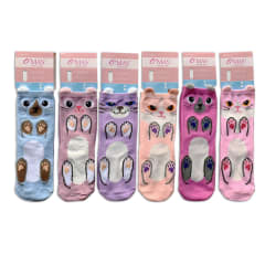 CALCETINES DE NIÑA CORTE MEDIO ANIMALES  TALLA 6| 12 UNID