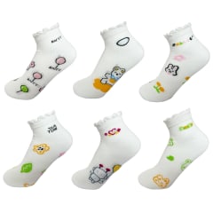 CALCETINES DE MUJER CORTE TOBILLO FONDO BLANCO | 12 UNID