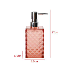 DISPENSADOR DE JABÓN TRANSPARENTE ROSADO 17X6.5X6.5CM