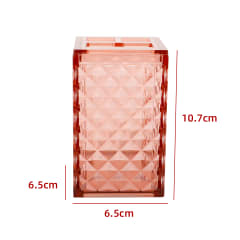 PORTACEPILLO DE DIENTES TRANSPARENTE ROSADO 10.7X6.5X6.5CM