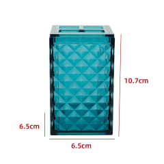 PORTA CEPILLO DE DIENTES TRANSPARENTE AZUL TURQUESA 10.7X6.5X6.5CM