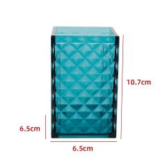 VASO DE BAÑO TRANSPARENTE AZUL TURQUESA 10.5X6.5X6.5CM