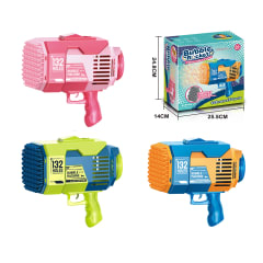 MAQUINA DE BURBUJAS DE LUZ MAGICA ELECTRICA BAZOOKA DE 132 Y 73 AGUJERO 25.5X24.8X14CM 