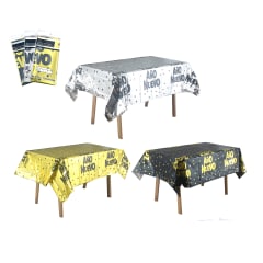 MANTEL COTILLON AÑO NUEVO METALICO COLOR SURTIDO 137X183CM