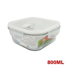 CONTENEDOR HERMÉTICO VIDRIO CUADRADO 800 ML | COLORES SURTIDOS