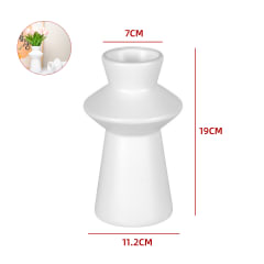 FLORERO PLASTICO GEOMETRICO BLANCO 7X19.5CM