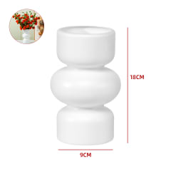 FLORERO PLASTICO PELOTAS BLANCO 9X18CM