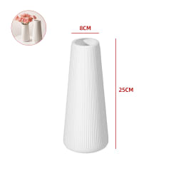 FLORERO PLASTICO CORRUGADO CONICO BLANCO 8X25CM