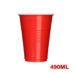 50 VASO DESECHABLE PLASTICO BICOLOR 490 ML ROJO