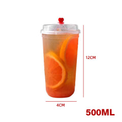 Vaso Con Tapa Plástica Desechable 500 Ml