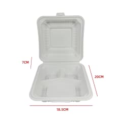 Envase Biodegradable 3 Compartimientos 18.5×20×7 cm