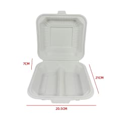 Envase Biodegradable 2 Compartimientos 20.5×21×7 cm