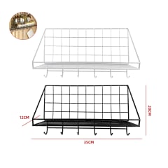 ESTANTE METÁLICO ORGANIZADOR COCINA CON GANCHOS 35X12X20CM