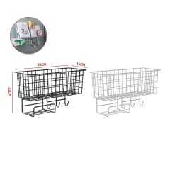 ESTANTE PARED MULTIUSO METÁLICO CON GANCHOS ORGANIZADOR  38X15X22CM