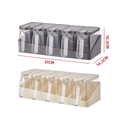 SET DE 5 DISPENSADORES DE CONDIMENTOS ADHERIBLES CON CUCHARITA DOSIFICADORA 31X14.2X10.3CM