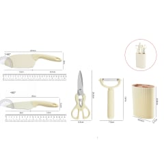 SET 5 PCS DE UTENSILIOS DE COCINA COLOR CREMA