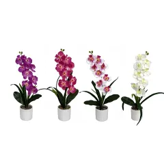 MACETA DECORATIVA CON ORQUIDEA 33*8CM