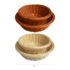CANASTO ORGANIZADOR PLASTICO APARIENCIA MIMBRE 20CM | 12 UNID