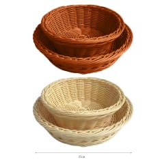 CANASTO ORGANIZADOR PLÁSTICO APARIENCIA MIMBRE 25CM | 12 UNI