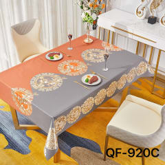 MANTEL PLASTICO BICOLOR ESTAMPADO NARANJA GRIS 1.37X20M