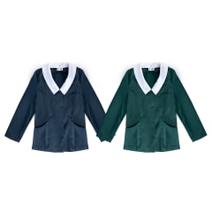 DELANTAL MANGA LARGA LISO AZUL/VERDE CON BOTONES 