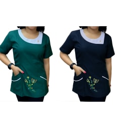 DELANTAL MANGA CORTA DISEÑO CON  CIERRE ATRAS COLOR AZUL Y VERDE S-M-L-XL-2XL