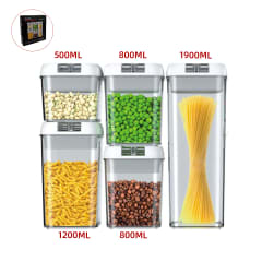 SET 5 CONTENEDORES HERMETICOS 500ML,800ML,1200ML,1900ML