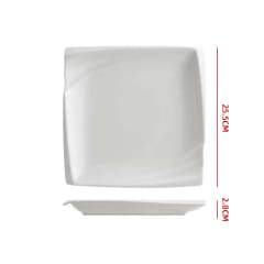 Plato Cuadrado de Cerámica Blanco 25.5 cm | venta mayorista